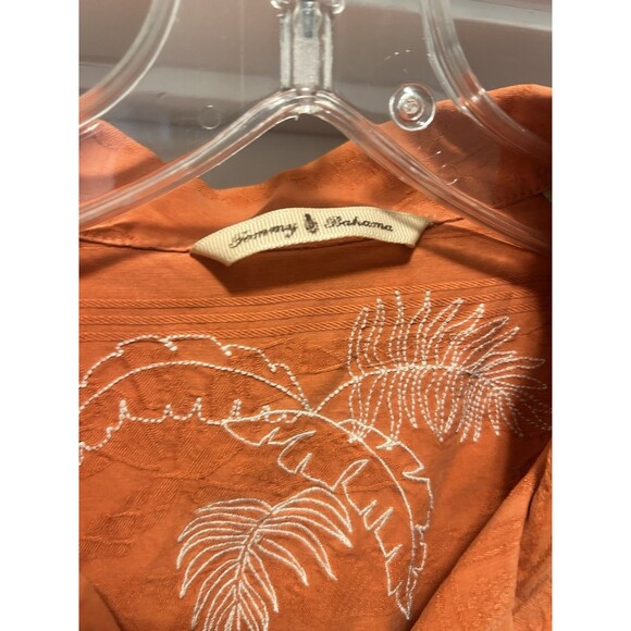 Tommy Bahama 100% Silk Button Up Pocket Short Sleeve Shirt Men’s Large Orange - Picture 2 of 5